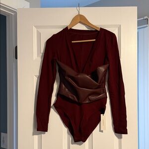 Commense Burgundy Long Sleeve Bodysuit